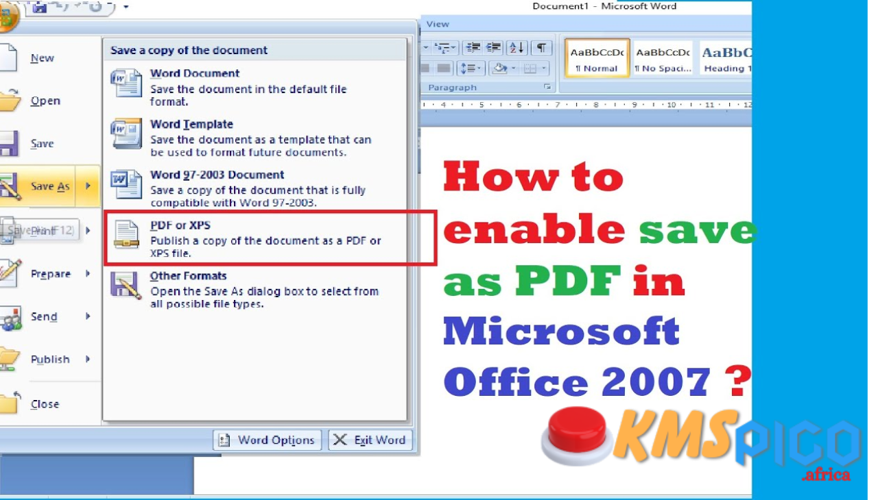 Save as PDF Office 2007 Tool PC Free Download